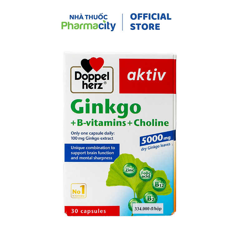 Thực Phẩm Bảo Vệ Sức Khỏe Doppelherz Ginkgo (Hộp 30 Viên)