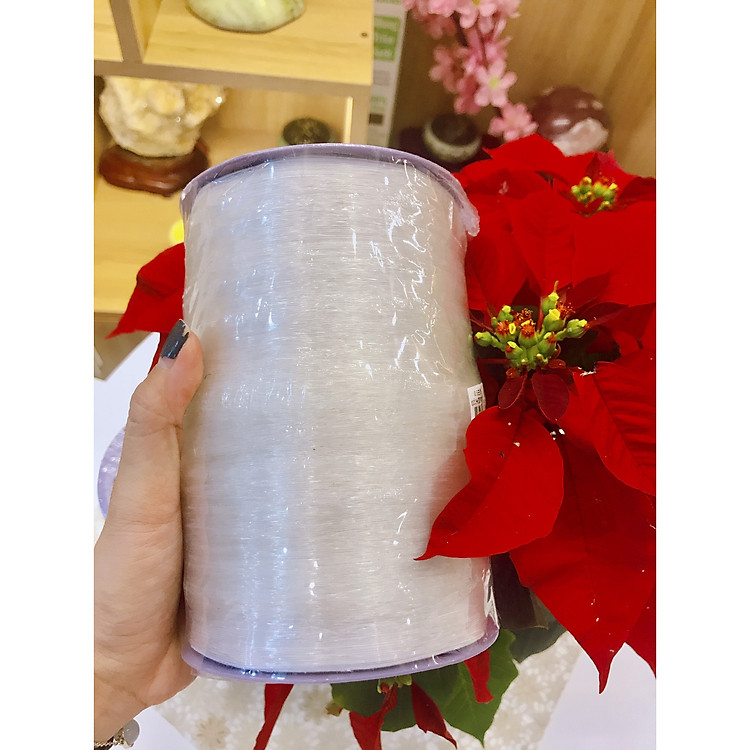 Dây cước co giãn xỏ chuỗi, xâu chuỗi đá đeo tay cuộn 1000m size 0,5mm