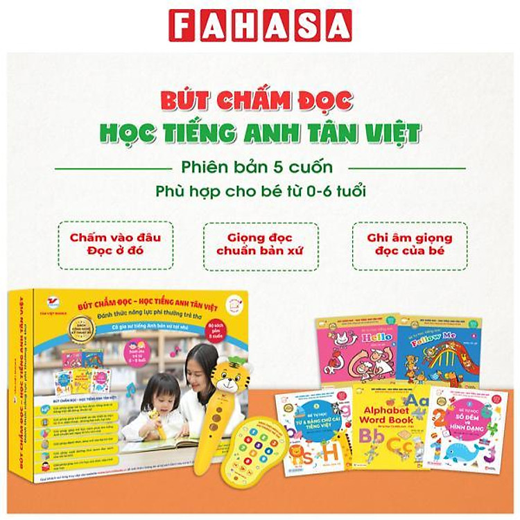 Bút Chấm Đọc-Học Tiếng Anh Tân Việt - Đánh Thức Năng Lực Phi Thường Từ Trẻ Thơ - Phiên Bản 5 Sách (Dành Cho Trẻ Từ 0 Đến 6 Tuổi)