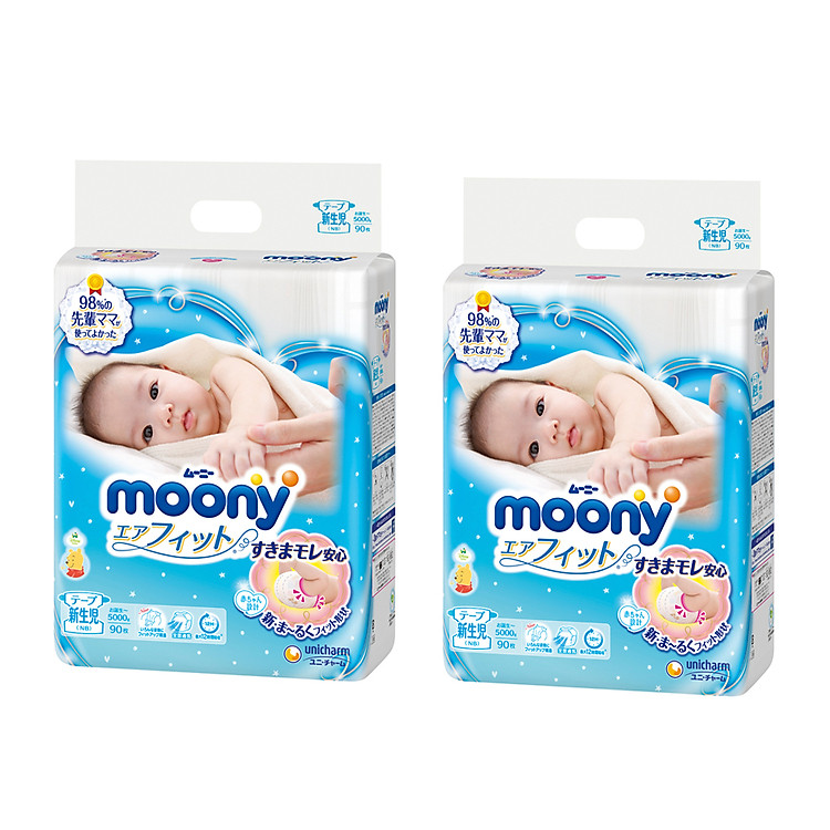 Combo 2 Gói Tã Moony NB90 Chính hãng Giá rẻ - Hình ảnh 2