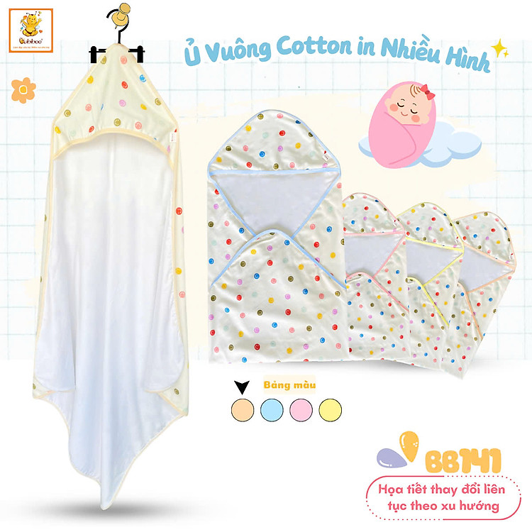 Khăn quấn sơ sinh BABIBOO 80x80cm Chính hãng Tiết kiệm - Hình ảnh 2