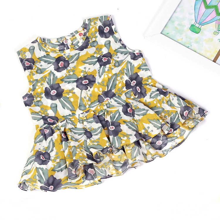 Áo sát nách hoa siêu xinh cho bé