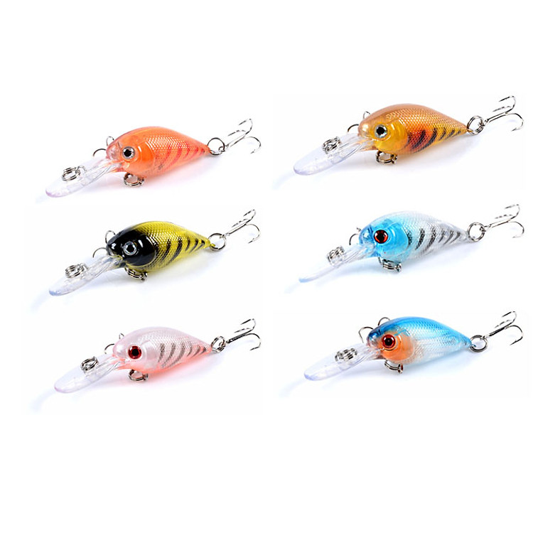 Combo 6 mồi cá giả crank 5,7cm - 4,7g - Mồi giả chuyên bắt cá rô phi, rô ta, chuối, lóc, sộp, thiểu, ngão, chim