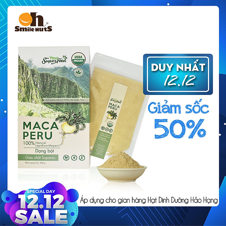 Bột nhân sâm Maca hữu cơ Your SuperFood hộp 200g - Nhập khẩu từ Peru