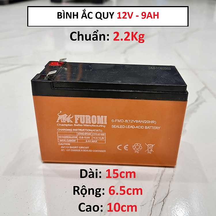 Bình Ắc Quy Khô 12V – 9AH/12AH Hãng FUROMI – Sử Dụng Bình Xịt, Loa Kéo, Bộ Lưu Điện (Chuẩn Ký, Chuẩn Điện)