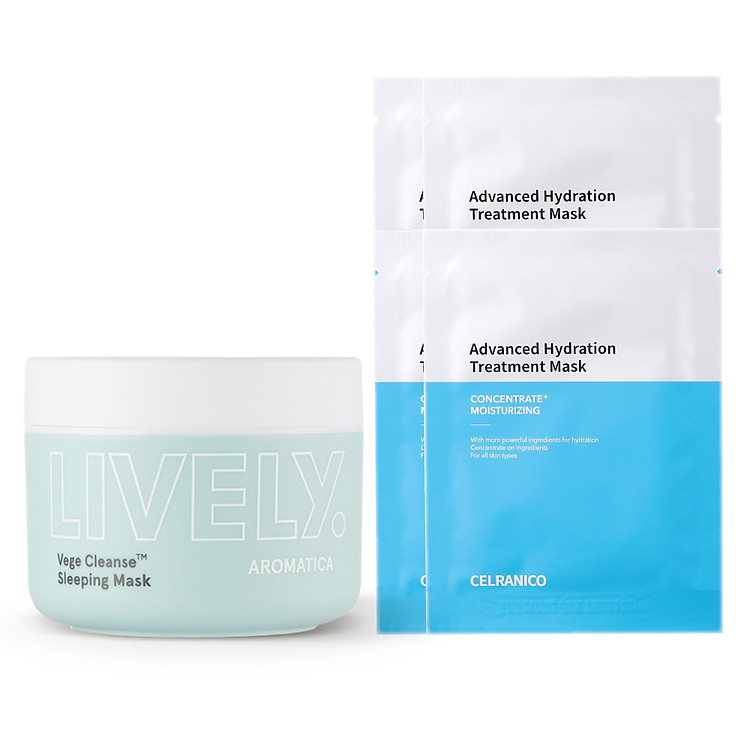 Mặt nạ ngủ chiết xuất rau củ giúp thải độc, dưỡng ẩm da AROMATICA Lively Vege Cleanse Sleeping Mask 100g (Tặng kèm 4 mặt nạ giấy cấp nước CELRANICO 23ml*4)