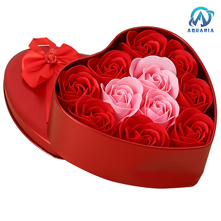 Hộp Quà Tặng Sáp Thơm Hoa Hồng Hình Trái Tim – Màu Đỏ