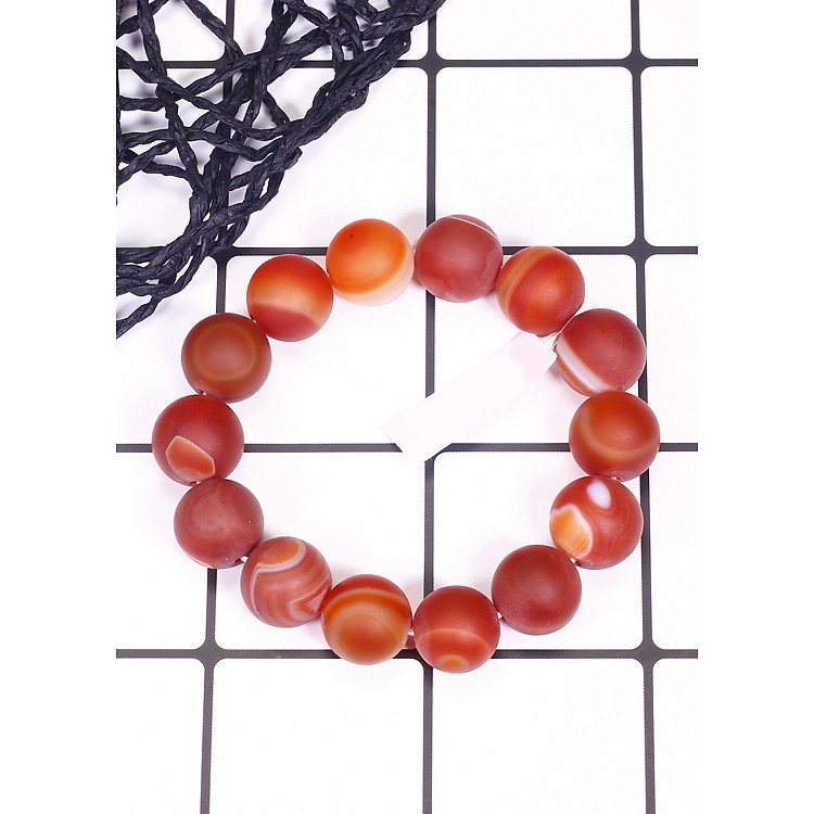 Vòng tay phong thủy đá mã não đỏ nhám mệnh hỏa, thổ - Ngọc Quý Gemstones