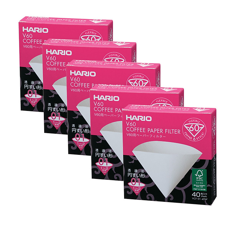 Combo 5 Hộp Giấy lọc cà phê Hario V60 40 tờ
