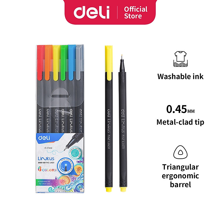 Bút đi nét Deli EQ900 (0.45mm, 6 màu)