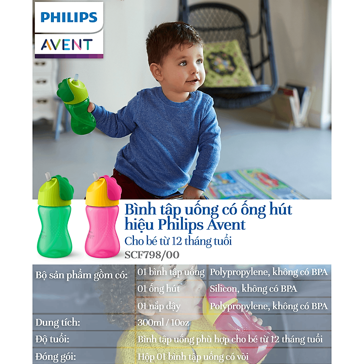 Mua Bình tập uống nhựa Philips Avent 300ml Chính hãng Ưu đãi - Hình ảnh 3