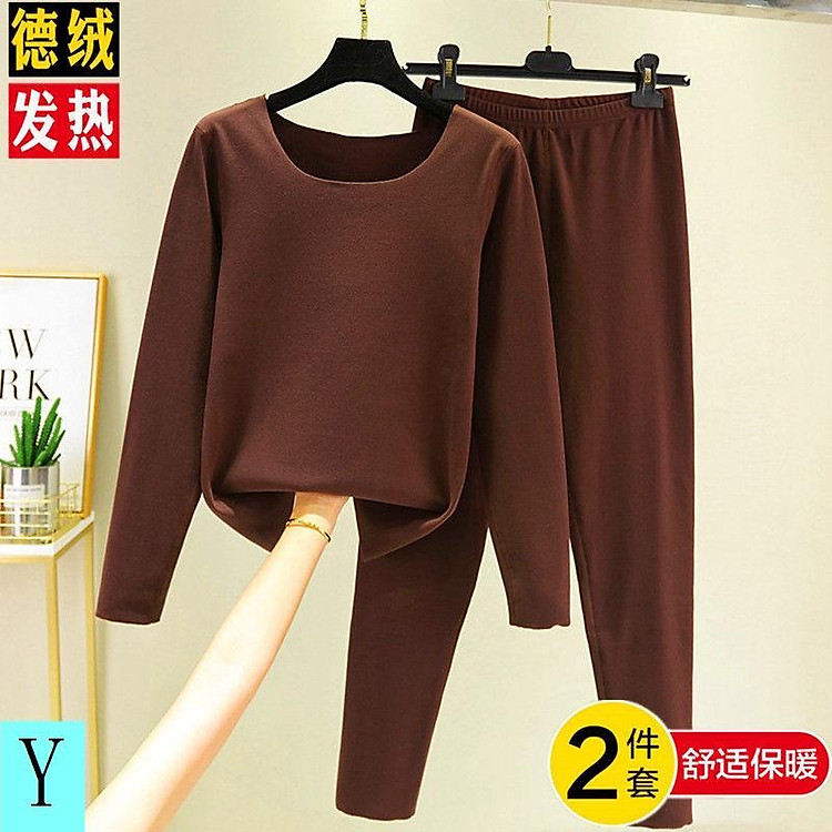 Bộ Đồ Lót Nhung Hai Mặt Giữ Ấm Mùa Đông Cho Phụ Nữ Trung Niên