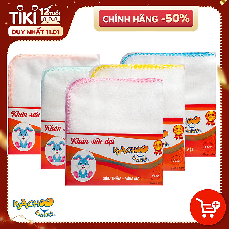 Mua Khăn sữa 4 lớp KACHOO - 5 cái Chính hãng Giá tốt - Hình ảnh 2