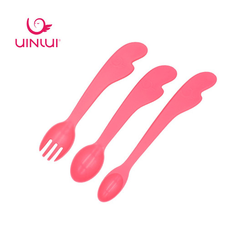 Bộ thìa dĩa ăn dặm UINLUI - Hồng Đào Chính hãng Ưu đãi - Hình ảnh 2