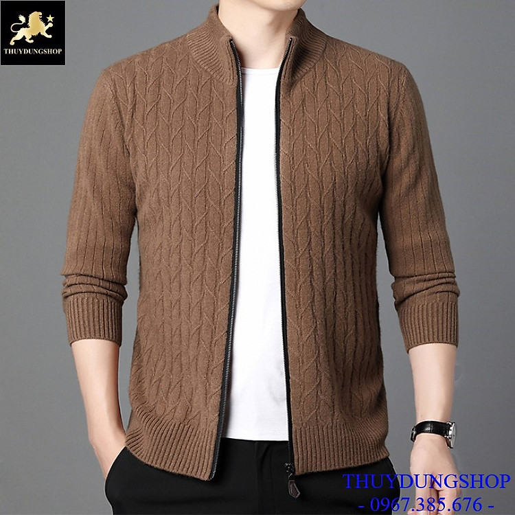 Áo len nam cao cấp cổ đứng kéo khóa công sở LNA32