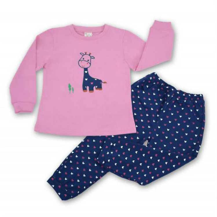 Bộ Thun Bé Gái Thêu Hươu Ardilla 01GW2017 - Áo Hồng/Quần Navy