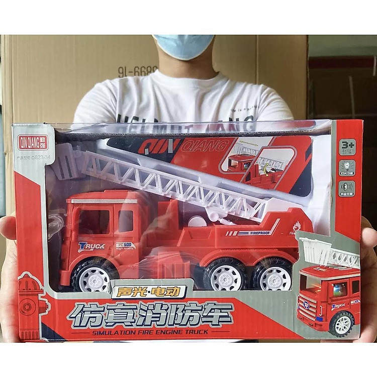 Đồ chơi xe ô tô máy xúc cần cẩu xe cứu hỏa mô hình ô tô công trình xây dựng cỡ lớn lắp pin chạy kêu như thật