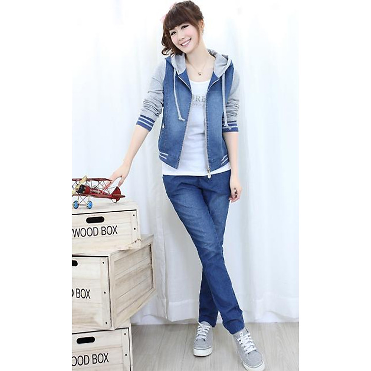 ÁO KHOÁC JEAN NỮ PHỐI NÓN AK5340