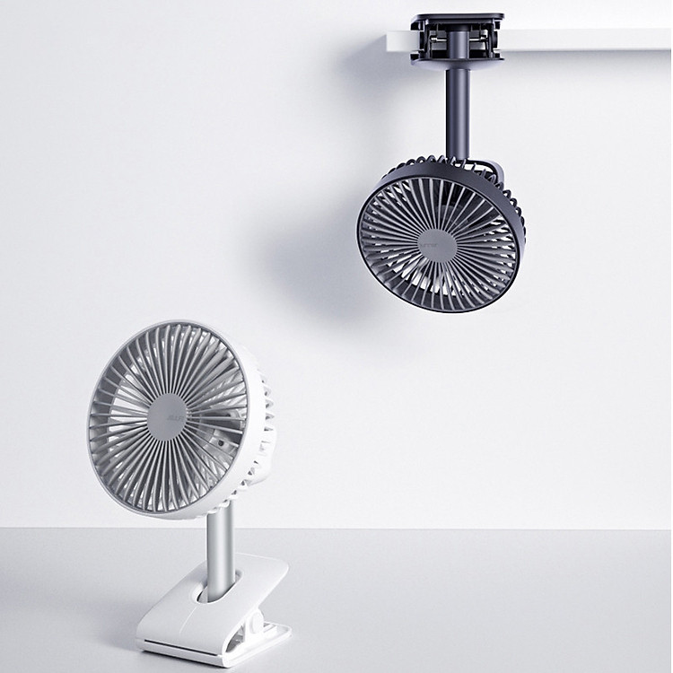 Quạt mini kẹp bàn, kẹp nôi đầu xoay 360 độ tiện lợi Jisulife F7B - Quạt điện nhỏ gọn 3 cánh tạo gió mát tự nhiên, dùng liên tục 10 giờ không gây ồn - Hàng chính hãng