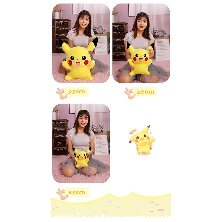 Thú nhồi bông Pikachu cao cấp - Size 30-90cm Chính hãng Tiết kiệm - Hình ảnh 3