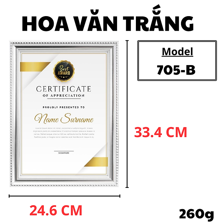 Khung Ảnh A4 Kiểu Classic Trắng