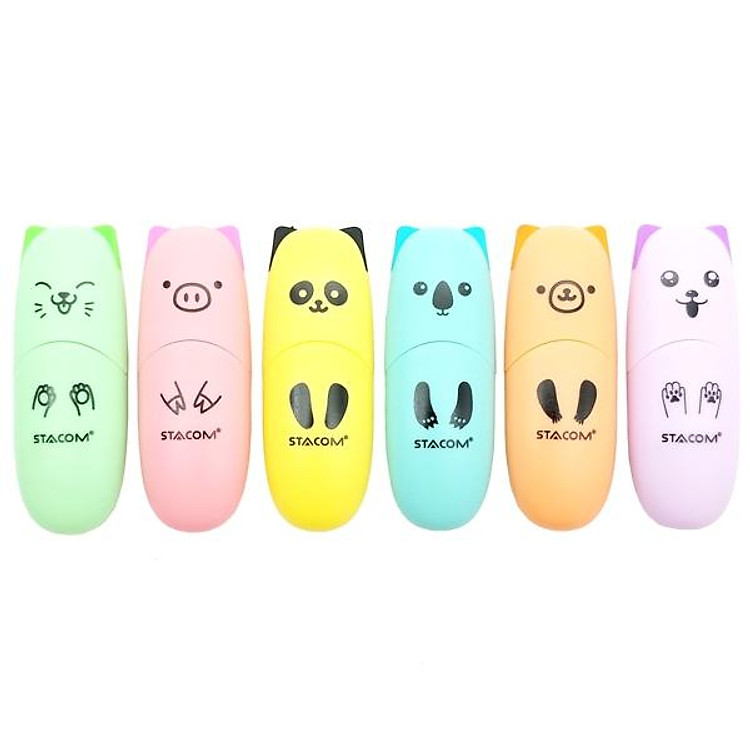 Bút Dạ Quang Pastel Mini Stacom VHL001 (6 chiếc)