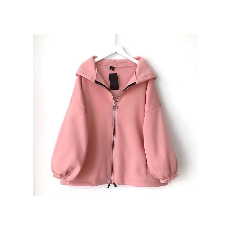 Áo Khoác Hoodie Dây Kéo Form Rộng Chất Liệu Thun Nỉ Trang Phục Đi Học,Đi Chơi