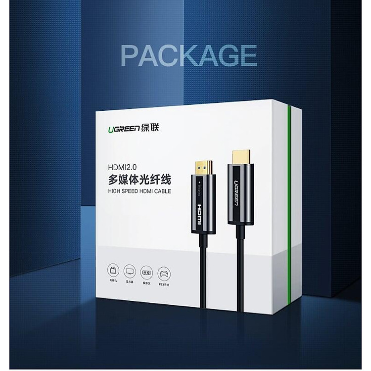 Ugreen UG50215HD132TK 15M màu Đen Cáp tín hiệu HDMI chuẩn 2.0 sợi quang cao cấp - HÀNG CHÍNH HÃNG