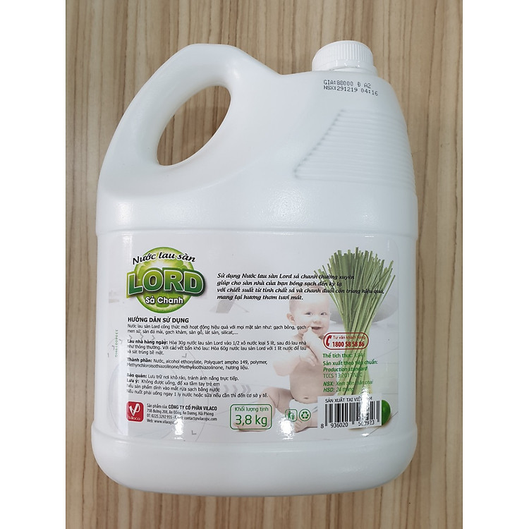 Nước Lau Sàn LORD - Tinh Chất Sả Chanh (3,8kg)