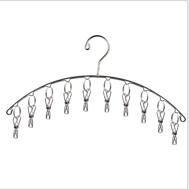 Móc phơi đồ lót, tất vớ, đồ trẻ em bằng Inox (10 kẹp/cái)