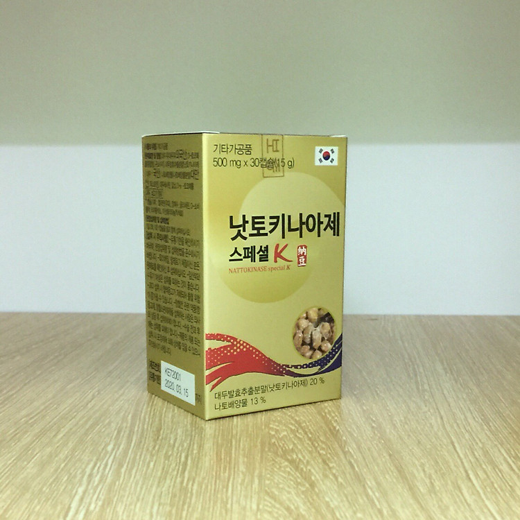 Thực phẩm chức năng viên phòng ngừa tai biến, hỗ trợ điều trị cao huyết áp, tim mạch Nattokinase Speacial k ( Hộp 5 vỉ x 6 viên)