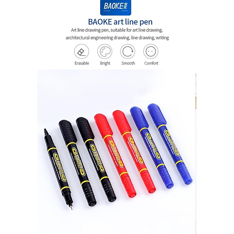 Bút Lông Màu 2 Đầu (12 màu) BAOKE MP2906A - Ảnh 5