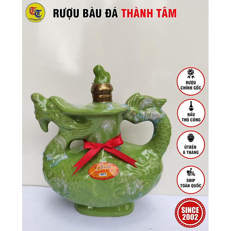 Đặc Sản Bình Định - Rượu Bàu Đá Thành Tâm Thuyền Lớn (Màu xanh ngọc) 1,2 lit - OCOP 3 Sao