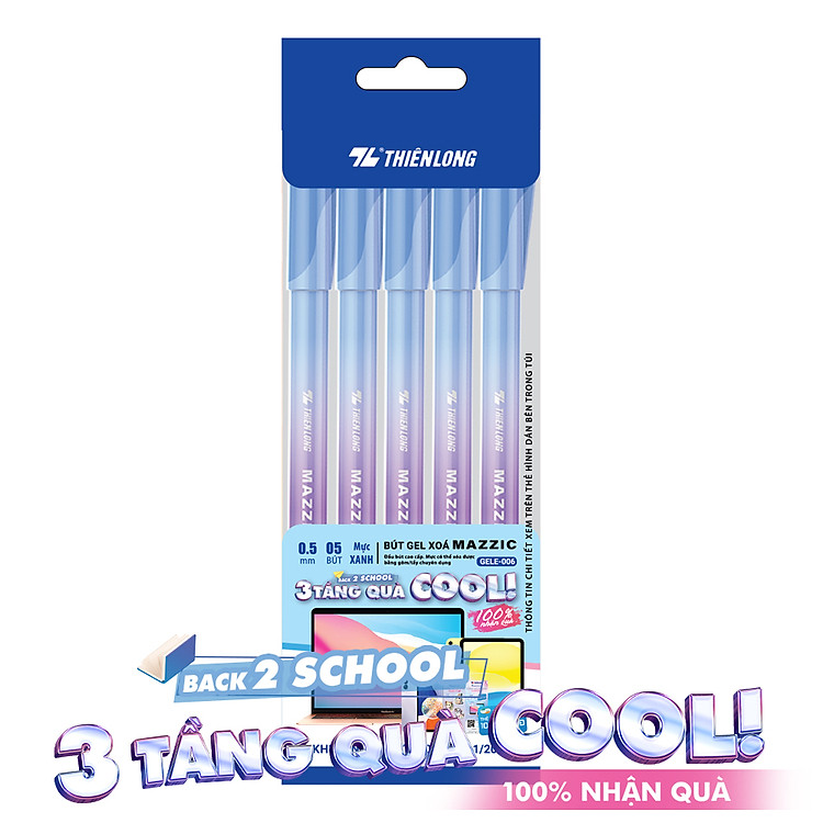 Bộ Bút Gel Xóa Được Mazzic Thiên Long GELE-006-KM (5 chiếc)