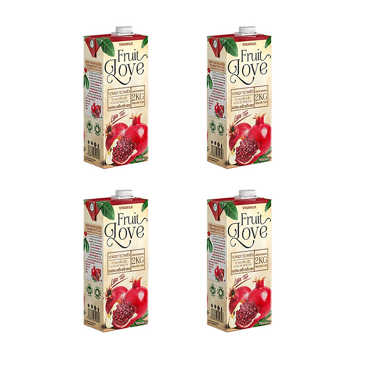 COMBO Nước Trái Cây Cao Cấp Fruit Love Lựu Táo - 4 Hộp 1L