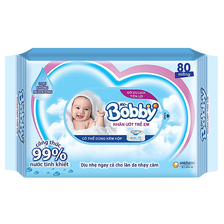 Khăn Giấy Ướt Bobby (80 Miếng)