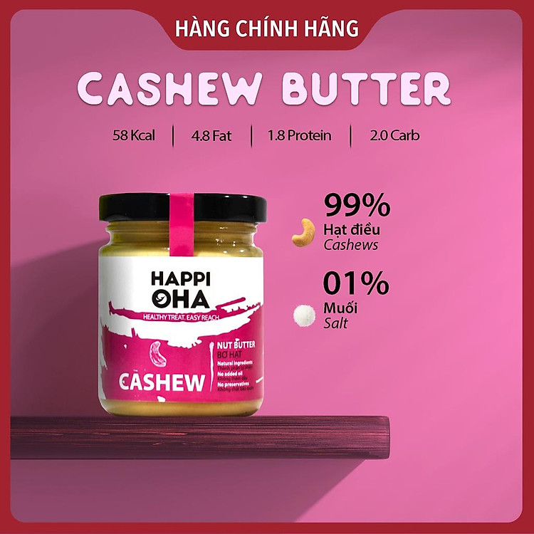 Bơ Hạt Điều Nguyên Chất Không Đường Xay Mịn Tự Nhiên HAPPI OHA Cashew Butter