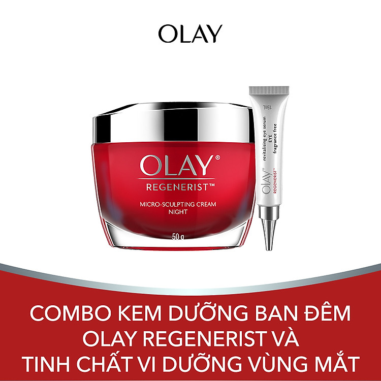 Combo Kem Dưỡng Ban Đêm Olay Regenerist 50g + Tinh Chất Vi Dưỡng Vùng Mắt Olay Regenerist 15ml