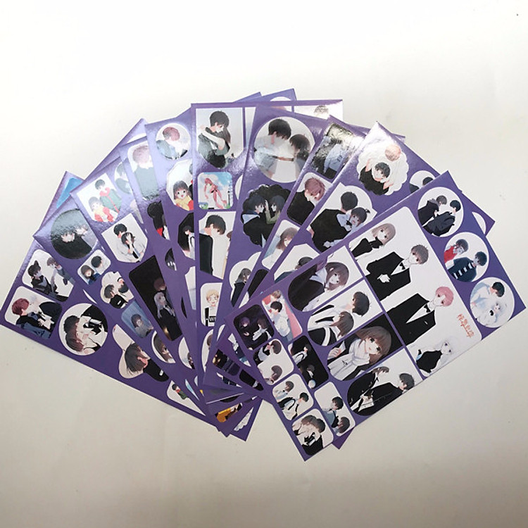 Set 12 tấm sticker con tim rung động ảnh dán
