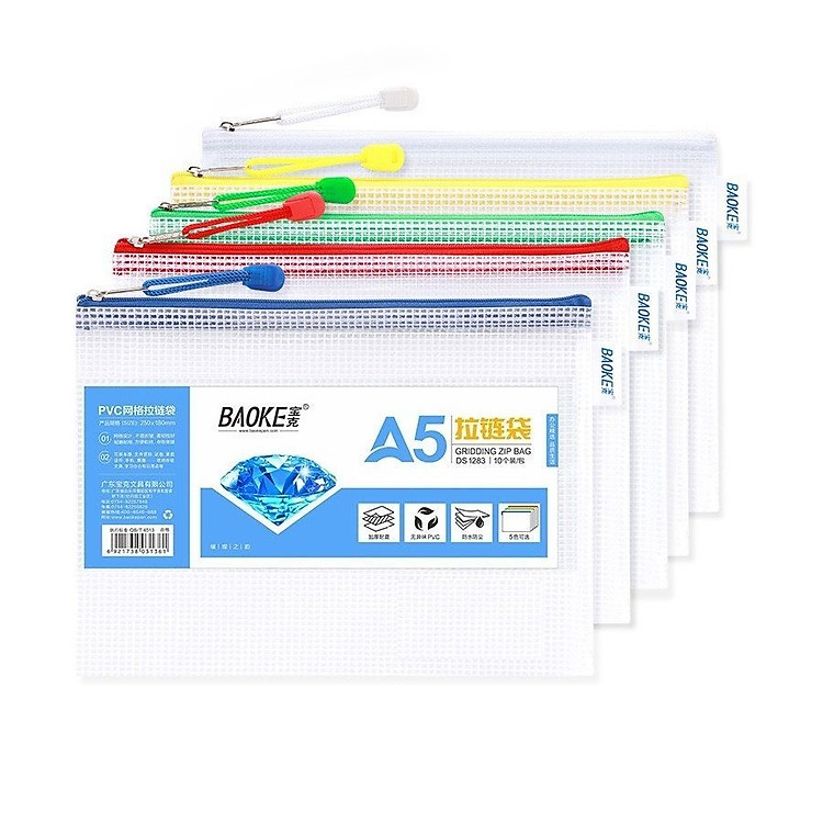 Set 5 túi lưới kéo khóa Baoke DS1282 / DS1283 / DS1284 chắc bền đẹp nhiều size