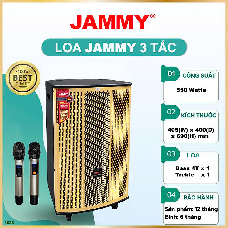 Loa Kéo JAMMY Bass 3 Tấc F3035K – Loa Chuyên Karaoke, Nghe Nhạc - hàng chính hãng