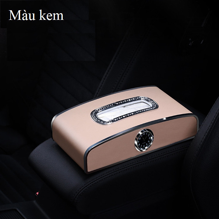 Hộp đựng khăn giấy kiêm bảng số điện thoại và đồng hồ cao cấp đặt taplo ô tô, xe hơi TB-6137