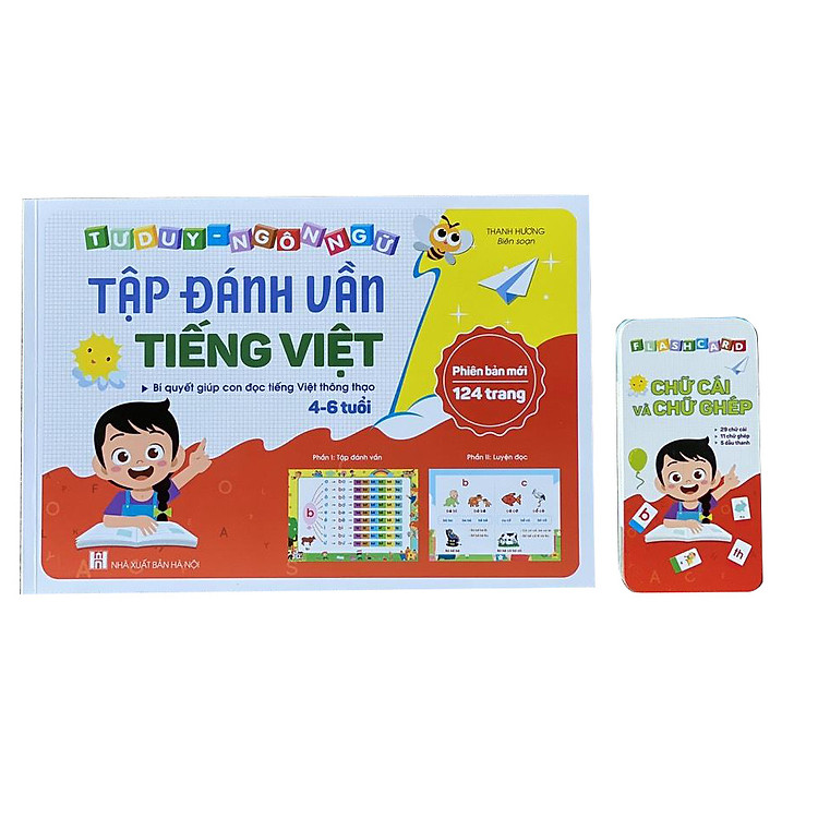 COMBO Vở Tập Đánh Vần Tiếng Việt + 40 Thẻ Học Flashcard Giúp Phát Triển Trí Não, Tăng Khả Năng Học Hỏi Cho Bé - TẶNG 1C BÚT CHÌ HÌNH THÚ