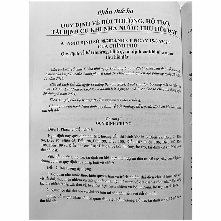 Luật Đất Đai (sửa đổi, bổ sung 2024) – Và Các Văn Bản Hướng Dẫn Thi Hành Về Giá Đất, Bồi Thường, Hỗ Trợ, Tái Định Cư Khi Nhà Nước Thu Hồi Đất (V2427D) - Ảnh 6