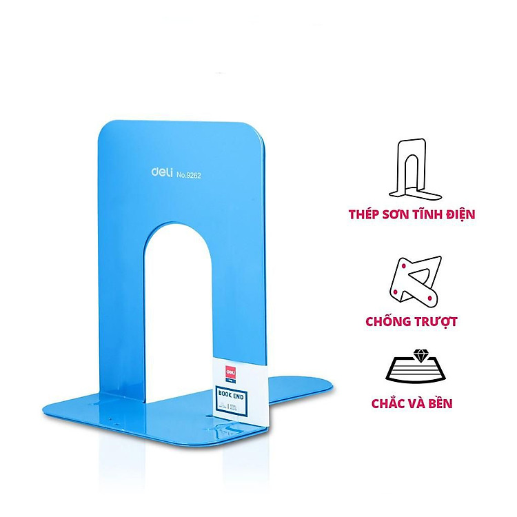 Giá dựng sách 90mm Deli (1 đôi) - Xanh/Đen - Ảnh 3