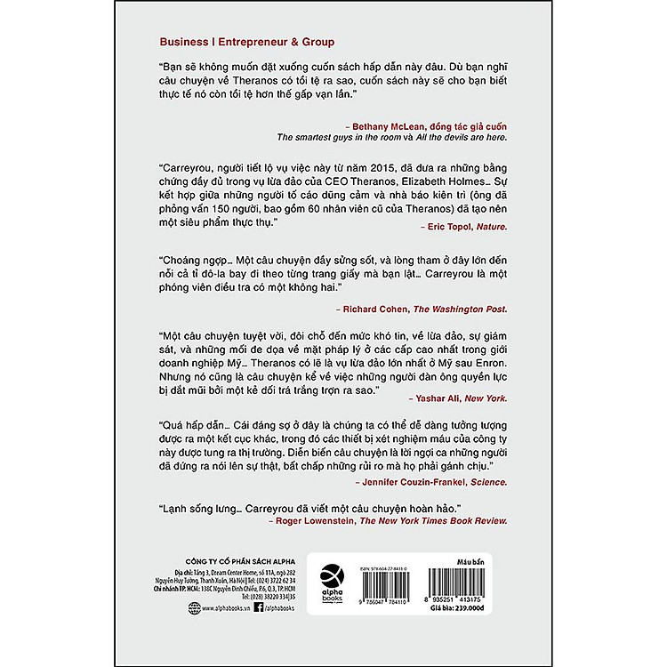 Máu Bẩn - Ảo Tưởng, Tham Vọng, Bí Mật và Sự Dối Trá Trong Vụ Lừa Đảo Lớn Nhất Thung Lũng Silicon - Ảnh 2