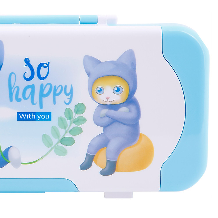 Hộp Bút Hít Nhựa No 3542 Xiaolingjing - Xanh Nhạt - Ảnh 7