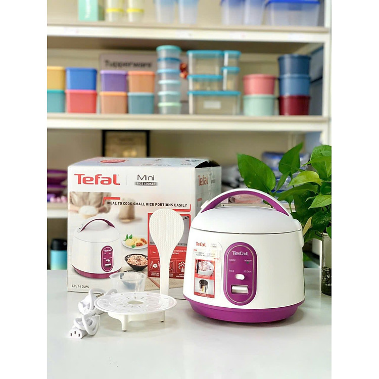 Nồi Cơm Cơ Tefal RK224168 0.7L trắng & tím, công suất 300W - Bảo hành chính hãng 2 năm, hàng nhập khẩu.