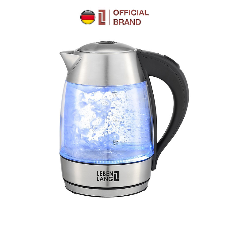 Ấm siêu tốc thủy tinh LEBENLANG LBWE2626 bằng thủy tinh chịu nhiệt - hàng chính hãng