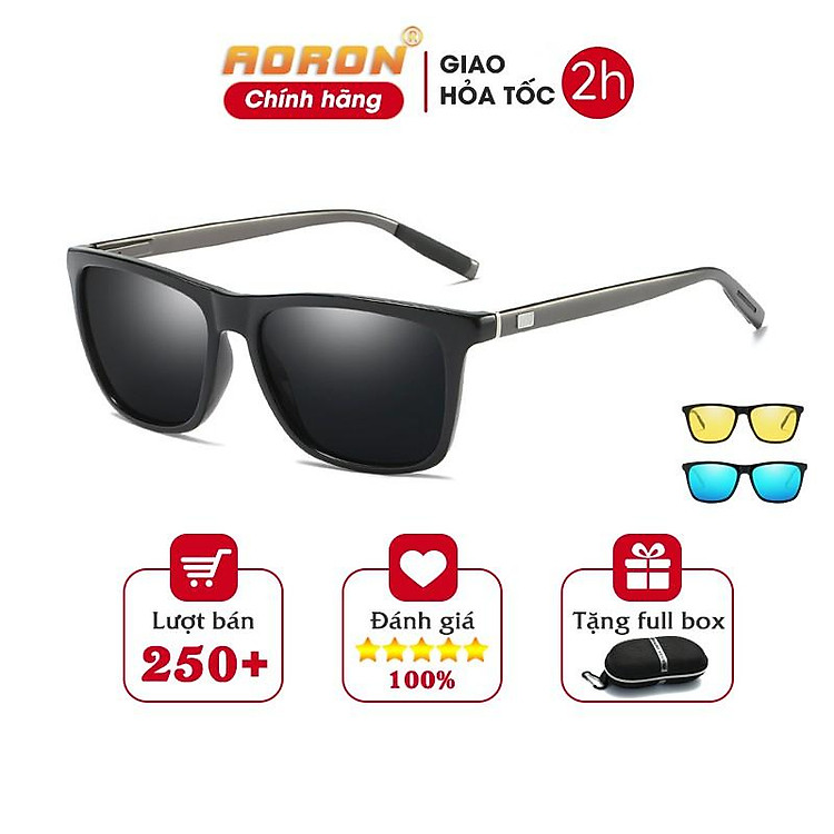 Kính Mát Nam Nữ, Mắt Kính Phân Cực Thời Trang, Gọng Kính Vuông Magie AK010 - AORON